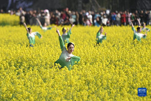 Maonyesho ya kina kwenye shamba la maua ya Rape Zhejiang, China